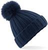 Beechfield CB413 Verbier Faux Fur Pop Pom Chunky Beanie - Navy - One Size