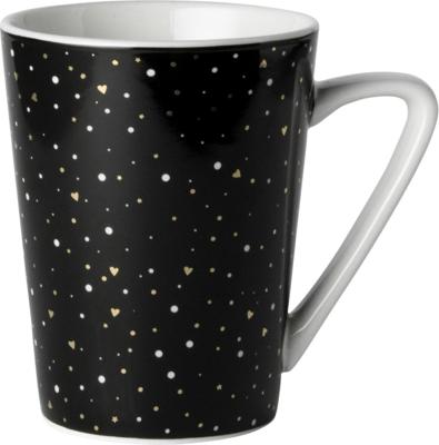 Dutch Rose loft zwart-wit mok zwart met glitters 31 cl