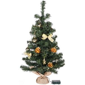 HI kerstboom - 75 cm - met kerstversiering en kerstverlichting- goud