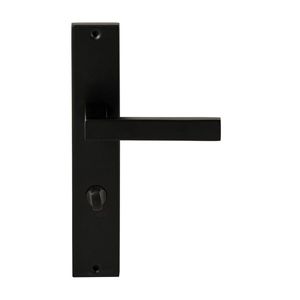 Hardbrass Deurkruk Kyoto op rechthoekig langschild WC57mm met 5mm stift - zwart
