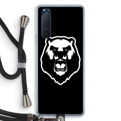 Angry Bear (black): Sony Xperia 5 II Transparant Hoesje met koord
