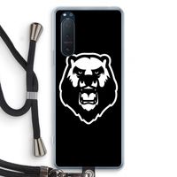 Angry Bear (black): Sony Xperia 5 II Transparant Hoesje met koord