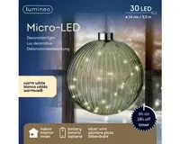 Lumineo microled bal 14cm groen/warm wit