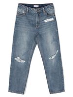 Moschino Kids jean droit à logo imprimé - Bleu