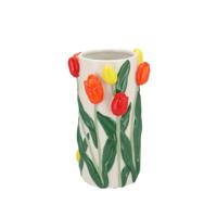 DK Design Bloemenvaas Tulipa - oranje/geel - D14 x H23 cm - tulpen vaas