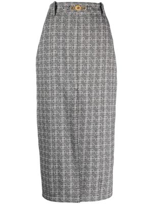 Patou jupe mi-longue à motif monogrammé JP - Gris