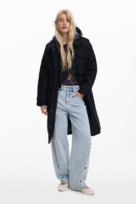 Glanzende gewatteerde jas - BLACK - XL