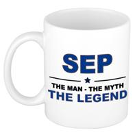 Sep cadeau mok - man myth legend - naam koffiemok / beker - wit en blauw - 300 ml