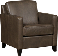 Grijze leren landelijke fauteuil Smart - poot hout bruin - Granada leer Ash (grijs leer)