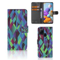 Samsung Galaxy A21s | Book Case | Abstract Green Blue | Portemonnee hoesje