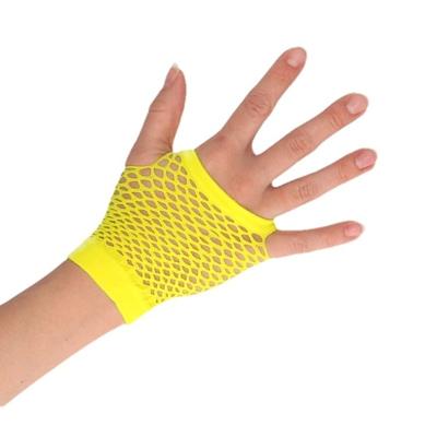 Carnaval verkleed korte visnet handschoenen - geel - voor volwassenen
