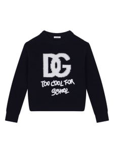 Dolce & Gabbana Kids logo-jacquard virgin-wool jumper - Noir