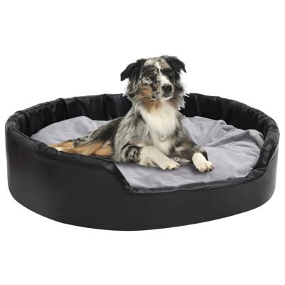 VidaXL Hondenmand 99x89x21 cm pluche en kunstleer zwart en grijs