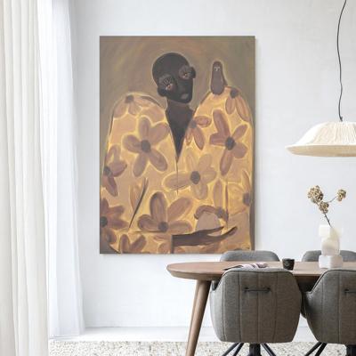 Urban Cotton Wandkleed 'Twins' 110 x 145cm in Frame - black