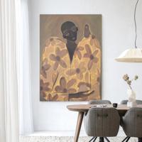 Urban Cotton Wandkleed 'Twins' 110 x 145cm in Frame - black