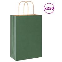 VidaXL Papieren zakken 250 st met hengsels 21x11x31 cm groen