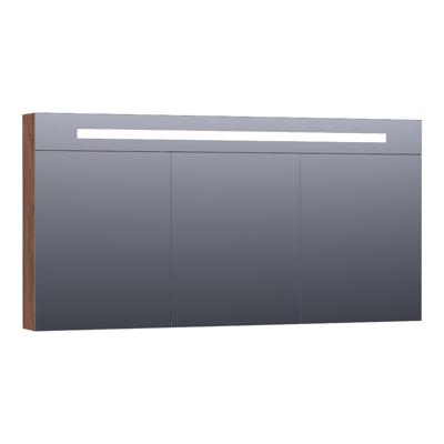 Brauer Promise Deluxe Spiegelkast - 140 cm - met Directe Verlichting - 3 Dubbelzijdige Spiegeldeuren - Forest Cacao
