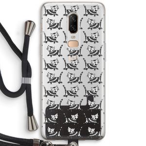 Zwarte poes: OnePlus 6 Transparant Hoesje met koord