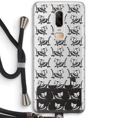 Zwarte poes: OnePlus 6 Transparant Hoesje met koord