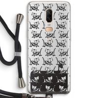 Zwarte poes: OnePlus 6 Transparant Hoesje met koord