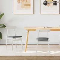 Eetkamerstoel 2 pcs Wit en Grijs Massief Hout