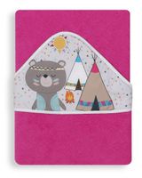 Interbaby badcape indianenbeer junior 100 cm katoen fuchsia - thumbnail