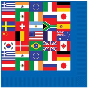 48x Internationaal thema print servetten 33 x 33 cm