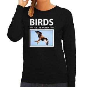 Rode wouw vogels sweater / trui met dieren foto birds of the world zwart voor dames