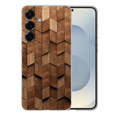TPU Hoesje Samsung Galaxy S25 Plus - Wooden Cubes Backcover TPU Hoesje Samsung Galaxy S25 Plus - Wooden Cubes Backcover