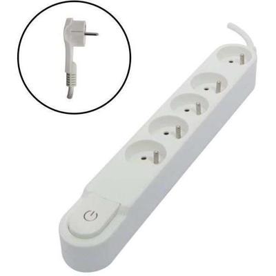 CHACON Stekkerdoos 5 stopcontact 16 A met schakelaar, platte stekker, kabel 1,5 m HO5VV-F 3x1,5 mm² wit CHACON Stekkerdoos 5 stopcontact 16 A met schakelaar, platte stekker, kabel 1,5 m HO5VV-F 3x1,5 mm² wit