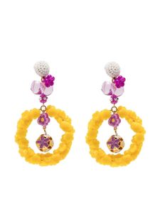 Amir Slama boucles d'oreilles pendantes à fleur appliquées - Jaune