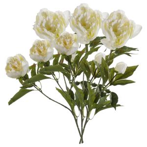 Kunstbloem pioenrozen tak - 3x - 3 bloemen - wit - 70 cm - decoratie