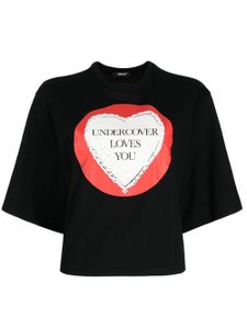 Undercover t-shirt crop en coton à logo floqué - Noir