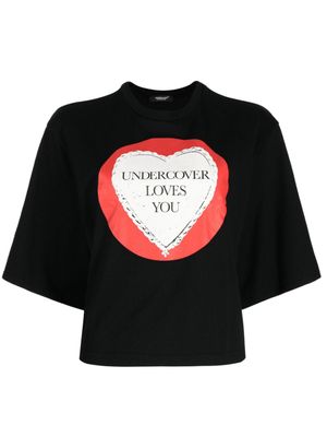 Undercover t-shirt crop en coton à logo floqué - Noir