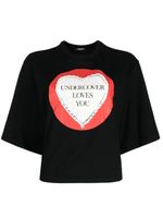 Undercover t-shirt crop en coton à logo floqué - Noir