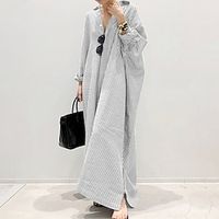 dames casual overhemd jurk katoenen jurk shift jurk maxi lange jurk katoen basic casual outdoor winter jurk dagelijkse overhemdkraag knop split lange mouw zomer winter herfst lente 2023 Lightinthebox - thumbnail