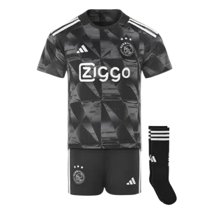 Ajax Minikit 3rd 2023/2024 - Maat 92 - Kleur: ZilverZwart | Soccerfanshop