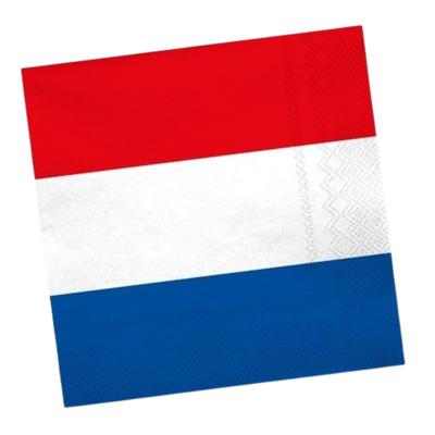 Vlag Holland/Nederland servetten - 20x stuks - rood wit blauw - Koningsdag thema versiering