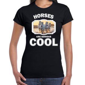 T-shirt horses are serious cool zwart dames - paarden/ wit paard shirt 2XL  -