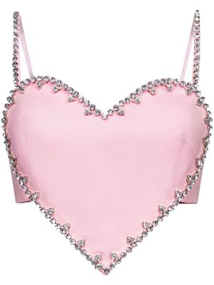 AREA crop top à motif cœur orné de cristal - Rose