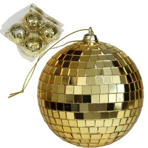 Discobal kerstballen - 12x stuks - goud - 8 cm - kunststof