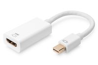 Digitus DB-340416-002-W DisplayPort-kabel DisplayPort / HDMI Aansluitkabel DisplayPort-stekker, HDMI-A-bus 0.20 m Wit Afgeschermd (dubbel), Standaard HDMI,