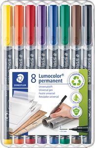 Staedtler 313 WP8 permanente marker Zwart, Blauw, Bruin, Groen, Oranje, Rood, Violet, Geel 1 stuk(s)