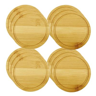 Onderzetters voor glazen - 12x stuks - rond - bamboe hout - 10 x 1 cm