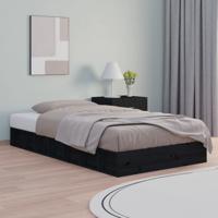 Bedframe massief hout zwart 75x190 cm