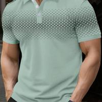 Bon&Bon Men's Geometric Print Polo Shirt - White Slim Fit Short Sleeve Green / XXL