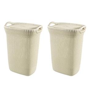 Curver Knit Wasmand met deksel - 57L - 2 stuks - Wit