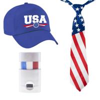 USA / Amerika supporters set - baseballcap blauw - vlag schminkstift - stropdas - volwassenen
