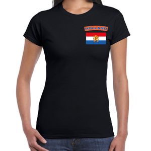 Holland t-shirt met vlag zwart op borst voor dames