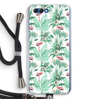 Flamingo bladeren: Honor 10 Transparant Hoesje met koord